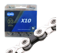 Ланцюг KMC X10 Silver/Black із замком 114 ланок 