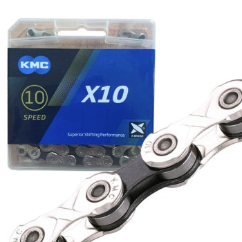 Ланцюг KMC X10 Silver/Black із замком 114 ланок