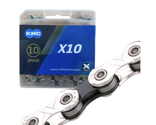 Ланцюг KMC X10 Silver/Black із замком 114 ланок 