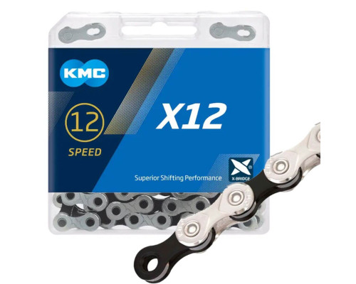 Ланцюг KMC X12 silver-black 12 швидкостей 126 ланок + замок 