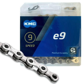 Цепь KMC e9 Silver 122 звеньев + замок