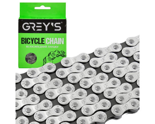 Ланцюг для велосипеда Grey's S52 YBN 1/2"х3/32" 7/8 швидкостей Half Silver
