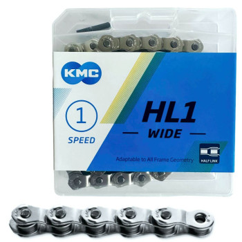 Цепь BMX/FIX/TRACK KMC HL1 Wide Silver 1/2 x 1/8