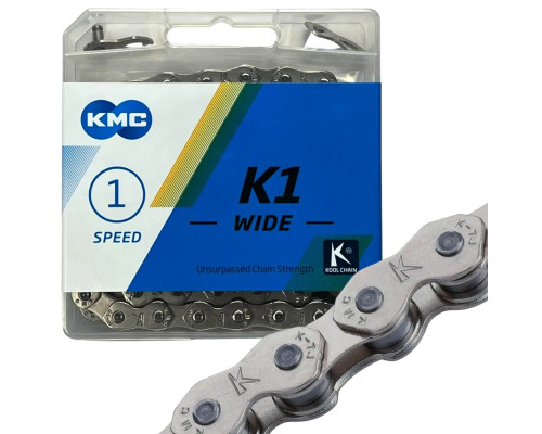 Ланцюг для велосипеда KMC K1 Wide Silver/Silver (BMX/Single/Freestyle)