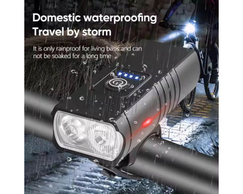 Велофара 2-променева F0-60-2T6 Waterproof Type-C (пластик)