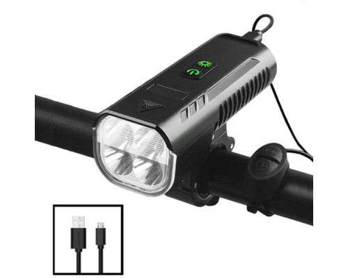 Велофара з сигналом FY-336/2000-4T6 (4400mAh) кнопка виносна Waterproof ЗУ mircoUSB
