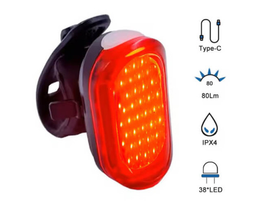 Задній ліхтар велосипедний MY-2106-38LED Li-Ion акумулятор ЗУ Type-C